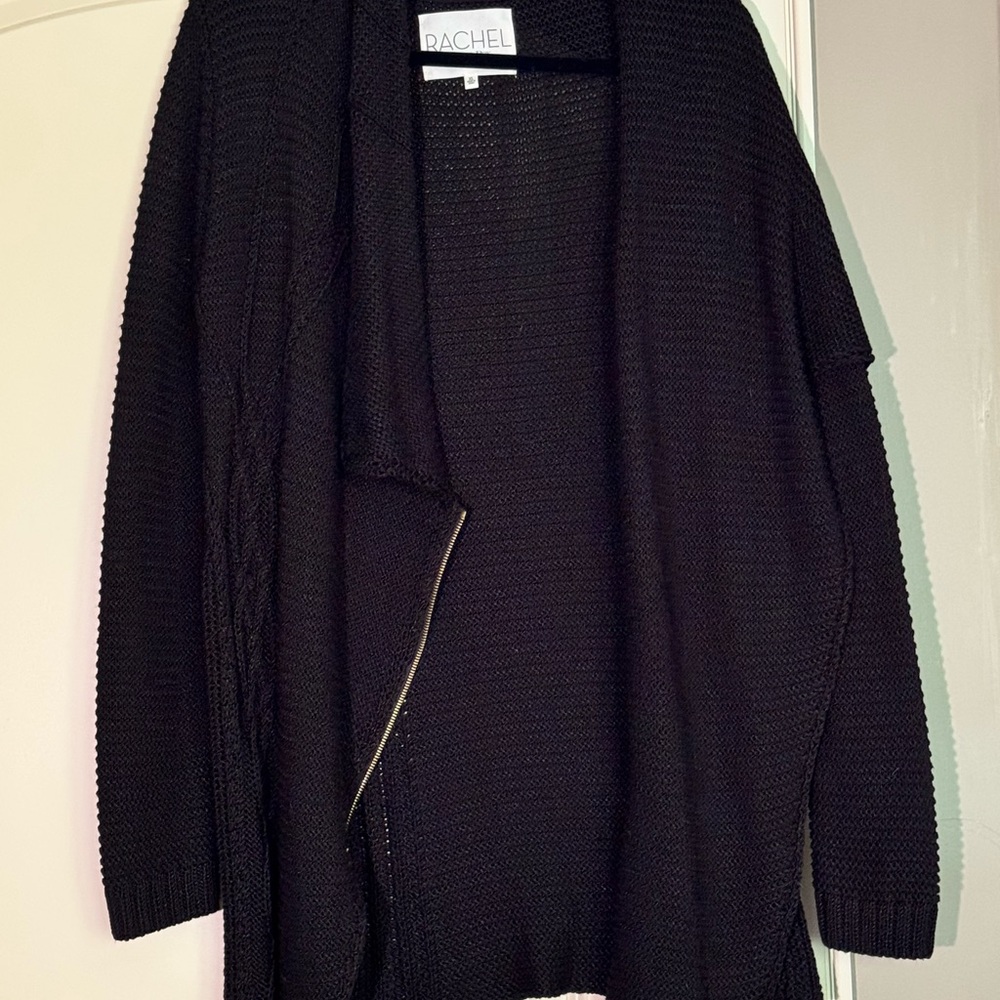 RACHEL Rachel Roy Black Cardigan Sweater Long Knit